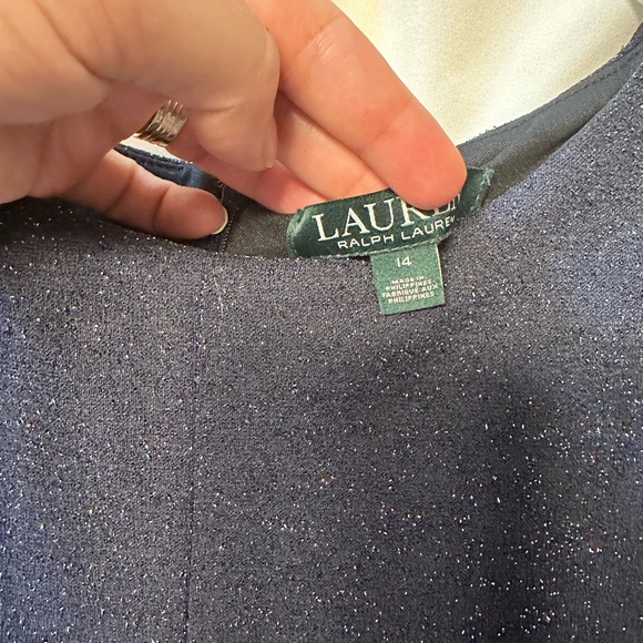Ralph Lauren Midnight blue dress with silver tinsel throughout size 14 - Picture 3 of 7